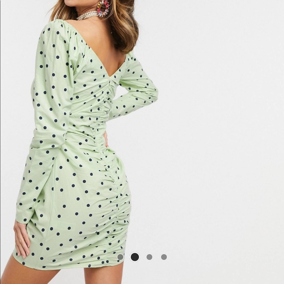 ASOS ruched polka dot mini dress - Picture 2 of 5